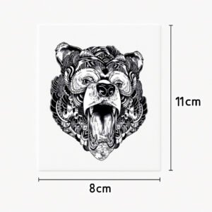 Hand tattoo roaring bear