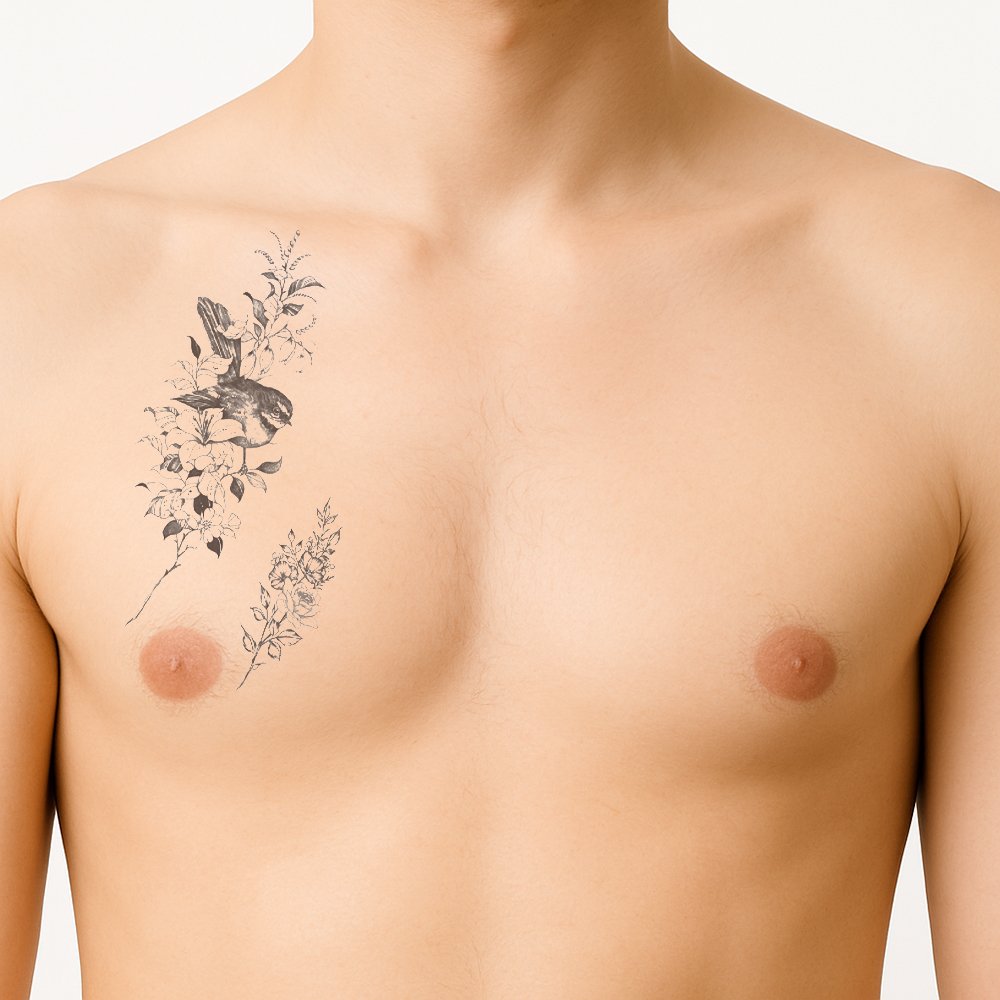 Tattoo flowers and birds - Afbeelding 2